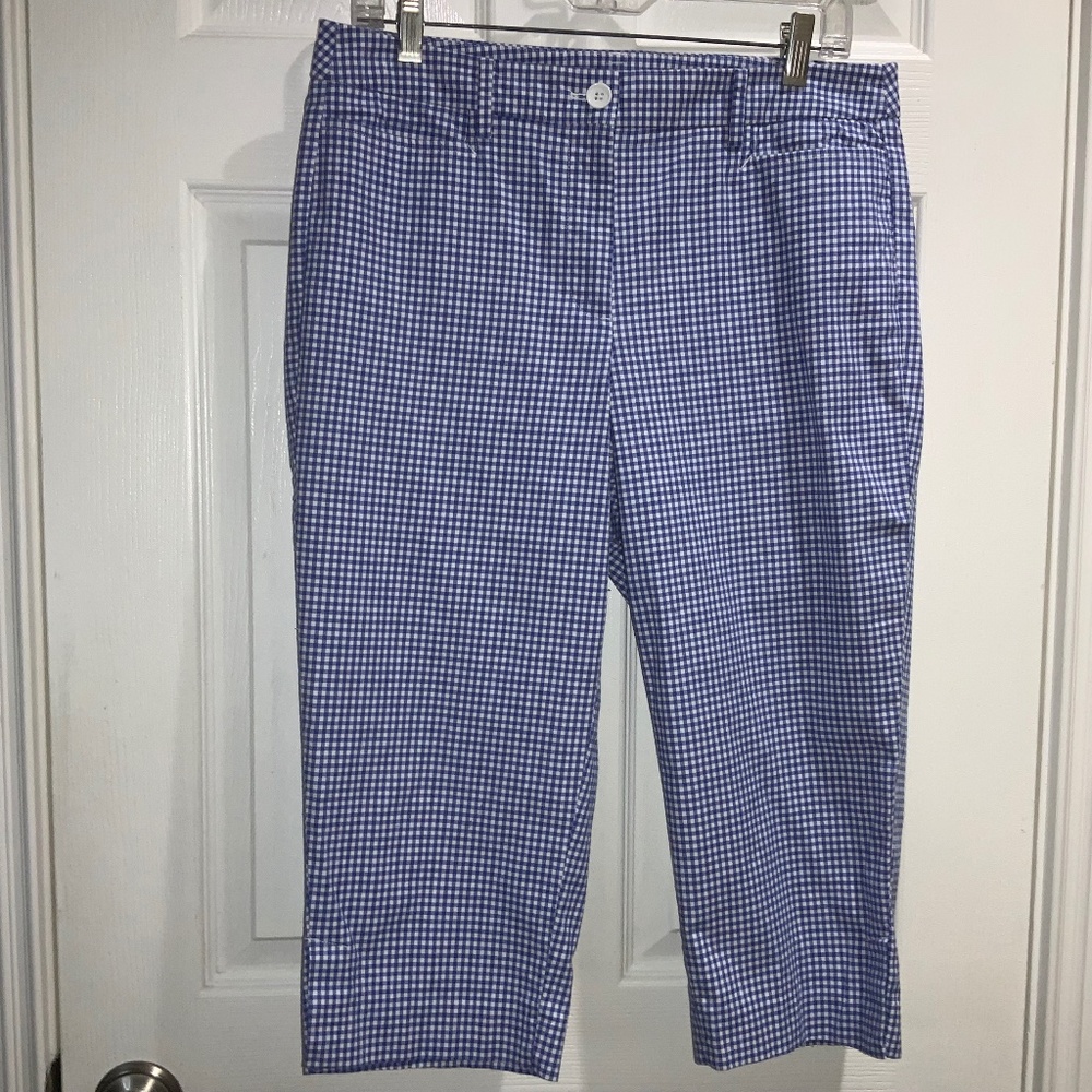 Talbots Petites Perfect Skimmer Curvy capris Sz 8P gingham cotton blend